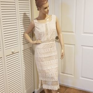 My Luxe-y Day Dress Ivory Sheath Crochet Midi LQQK
